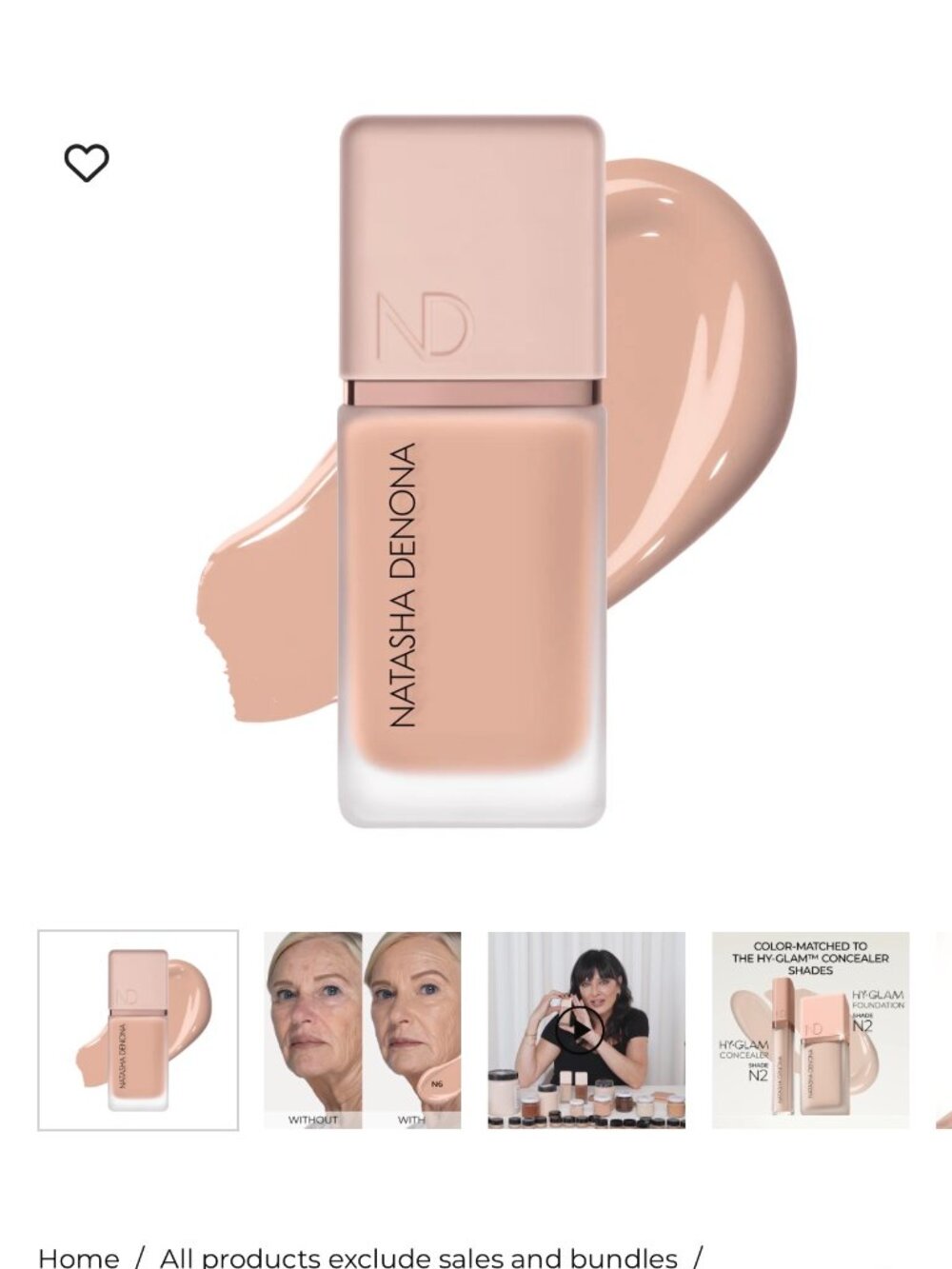Natasha Denona Hy-Glam Foundation N6 Hydrating Blurring Longwear LIKE NEW